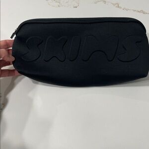 SKIMS Black Travel/Toiletry/Cosmetic Zip Up Embossed Logo Bag